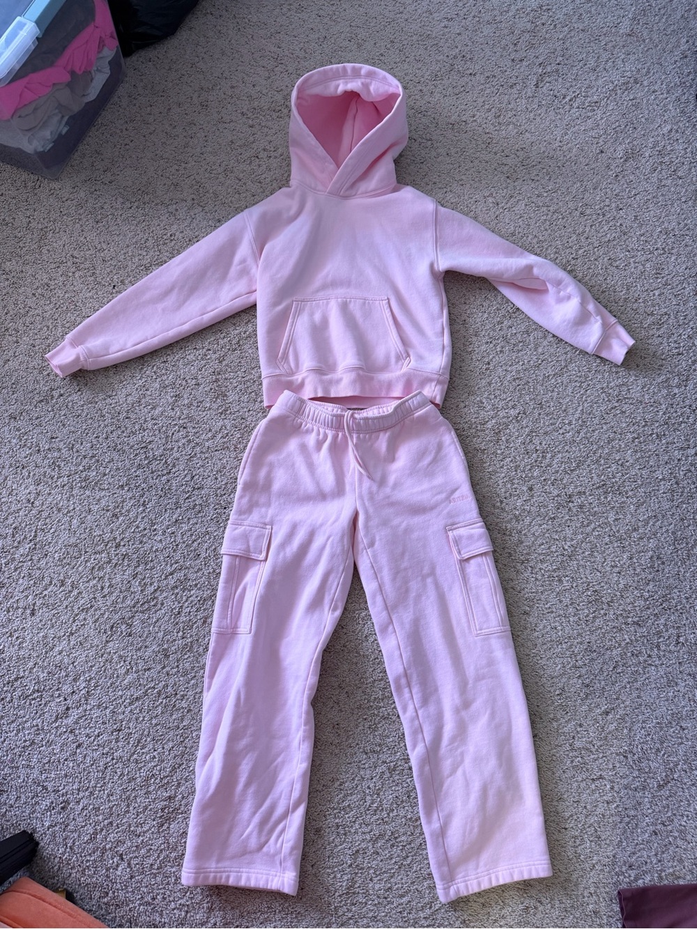 Aritzia Pink Hoodie & Cargo Sweatpants Set